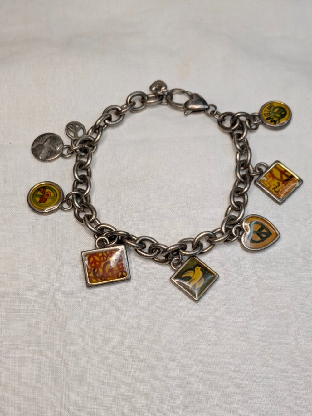 Brighton Peace Charm Bracelet Retired 7.5"